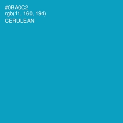 #0BA0C2 - Cerulean Color Image