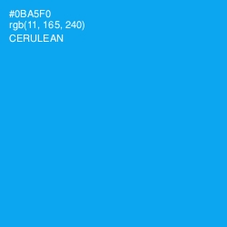 #0BA5F0 - Cerulean Color Image