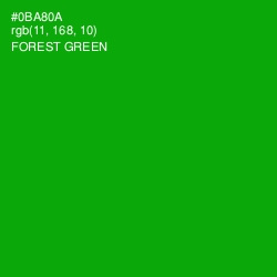 #0BA80A - Forest Green Color Image