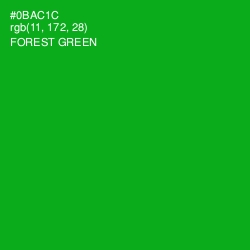 #0BAC1C - Forest Green Color Image