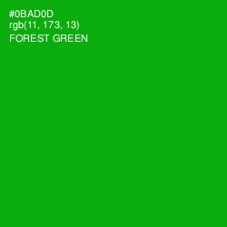 #0BAD0D - Forest Green Color Image