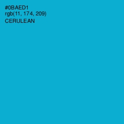 #0BAED1 - Cerulean Color Image