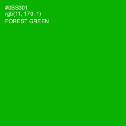 #0BB301 - Forest Green Color Image