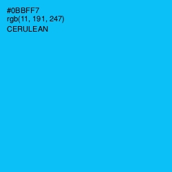 #0BBFF7 - Cerulean Color Image