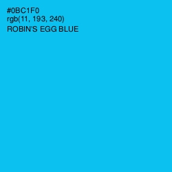 #0BC1F0 - Robin's Egg Blue Color Image