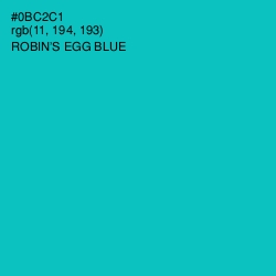 #0BC2C1 - Robin's Egg Blue Color Image