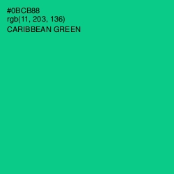 #0BCB88 - Caribbean Green Color Image