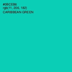 #0BCEB6 - Caribbean Green Color Image