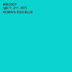 #0BD3CF - Robin's Egg Blue Color Image