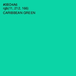 #0BD4A6 - Caribbean Green Color Image