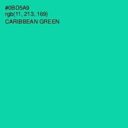 #0BD5A9 - Caribbean Green Color Image