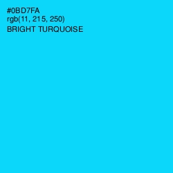#0BD7FA - Bright Turquoise Color Image