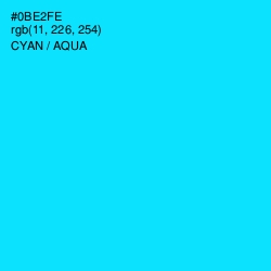 #0BE2FE - Cyan / Aqua Color Image