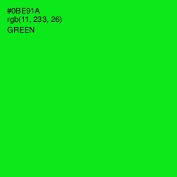 #0BE91A - Green Color Image