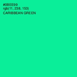 #0BEE99 - Caribbean Green Color Image