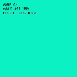 #0BF1C4 - Bright Turquoise Color Image