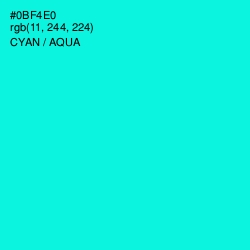 #0BF4E0 - Cyan / Aqua Color Image