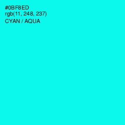 #0BF8ED - Cyan / Aqua Color Image