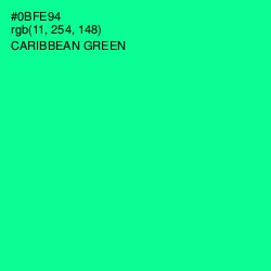 #0BFE94 - Caribbean Green Color Image