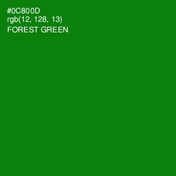 #0C800D - Forest Green Color Image