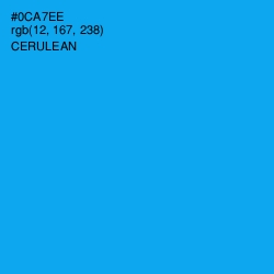 #0CA7EE - Cerulean Color Image