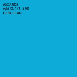 #0CABD8 - Cerulean Color Image