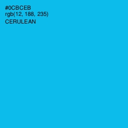 #0CBCEB - Cerulean Color Image