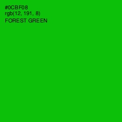#0CBF08 - Forest Green Color Image