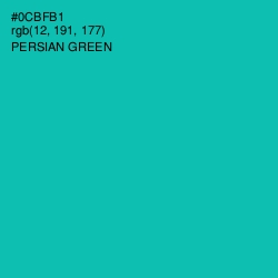 #0CBFB1 - Persian Green Color Image