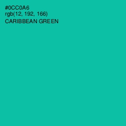 #0CC0A6 - Caribbean Green Color Image