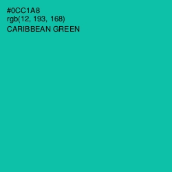 #0CC1A8 - Caribbean Green Color Image