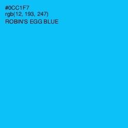 #0CC1F7 - Robin's Egg Blue Color Image