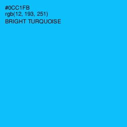 #0CC1FB - Bright Turquoise Color Image