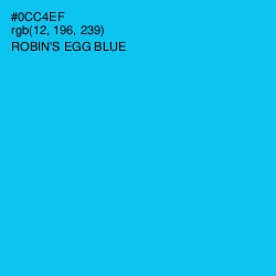 #0CC4EF - Robin's Egg Blue Color Image