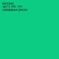 #0CCB83 - Caribbean Green Color Image