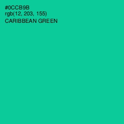#0CCB9B - Caribbean Green Color Image
