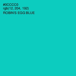 #0CCCC0 - Robin's Egg Blue Color Image