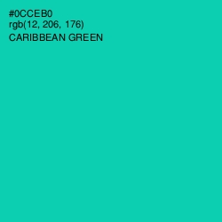 #0CCEB0 - Caribbean Green Color Image