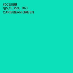 #0CE0BB - Caribbean Green Color Image
