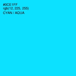 #0CE1FF - Cyan / Aqua Color Image