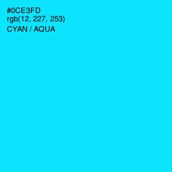 #0CE3FD - Cyan / Aqua Color Image