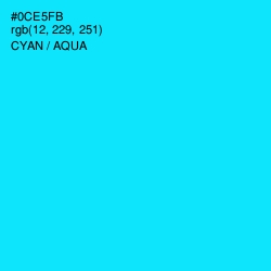 #0CE5FB - Cyan / Aqua Color Image