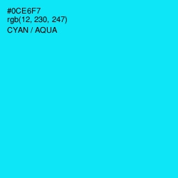 #0CE6F7 - Cyan / Aqua Color Image