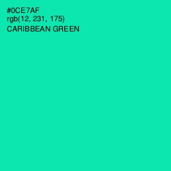 #0CE7AF - Caribbean Green Color Image