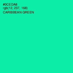 #0CEDA8 - Caribbean Green Color Image