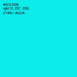 #0CEDEB - Cyan / Aqua Color Image