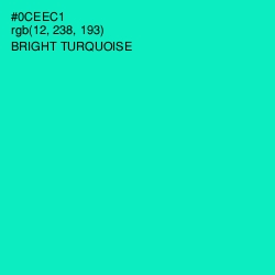 #0CEEC1 - Bright Turquoise Color Image