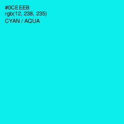 #0CEEEB - Cyan / Aqua Color Image