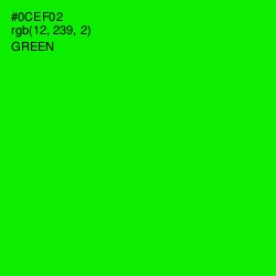 #0CEF02 - Green Color Image