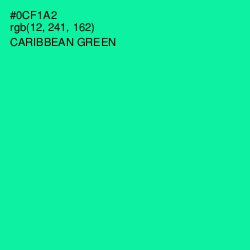 #0CF1A2 - Caribbean Green Color Image